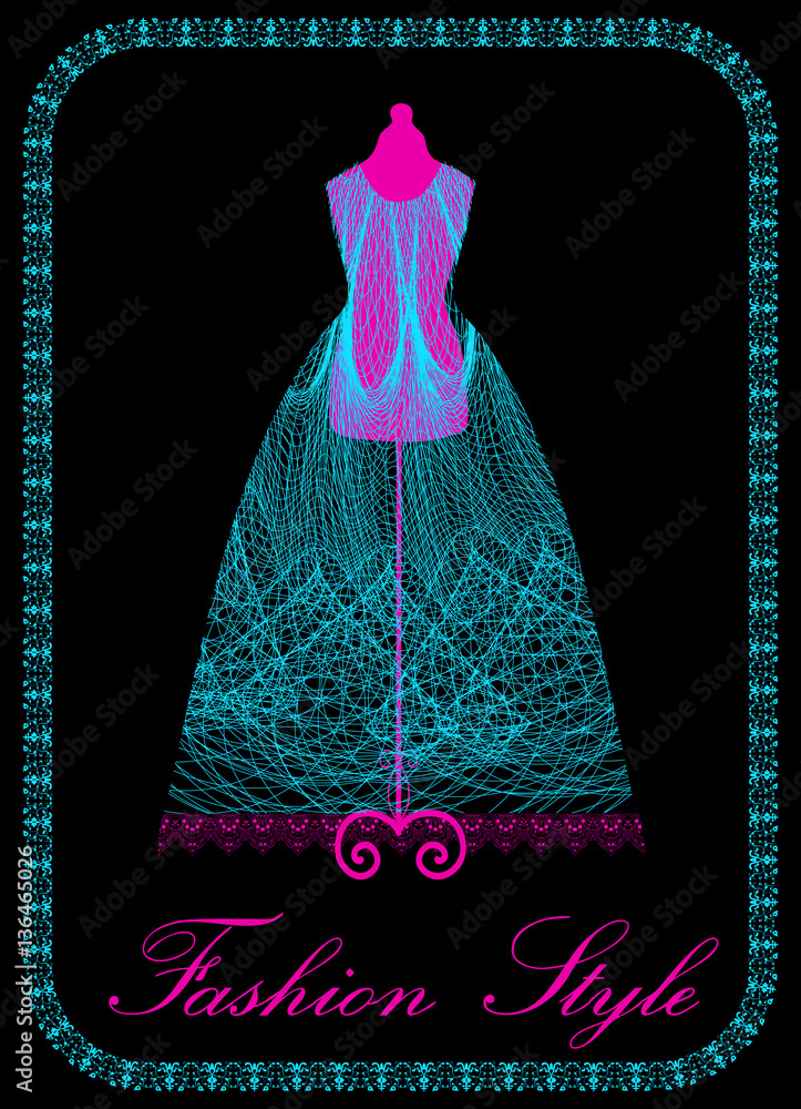 Sticker Fashion Style - transparent vector   dress on dummy
 