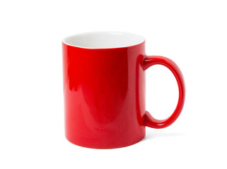 Red cup closeup isolated on white background