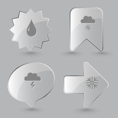 4 images: drop, snowfall, thunderstorm, snowflake. Weather set.