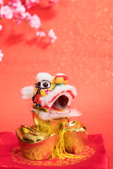 chinese traditional dancing lion for new year