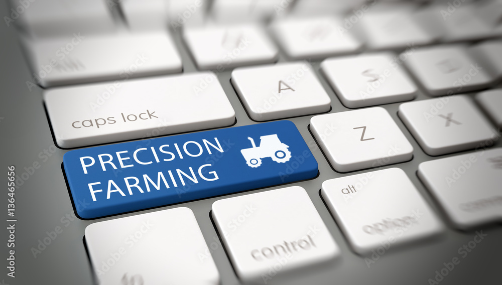 Poster precision farming button key on computer keyboard