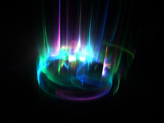 Wide Aurora Borealis  Background - Fractal Art