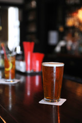 Ice cold beer at a bar