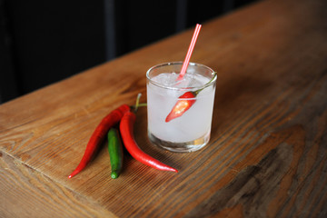 Jalapeno margarita on a bar