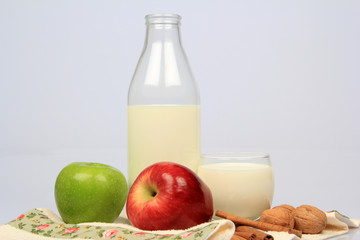 Bottle Of Milk and Apples 
