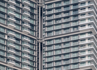 Apartment building / View of balconies of apartment building.
