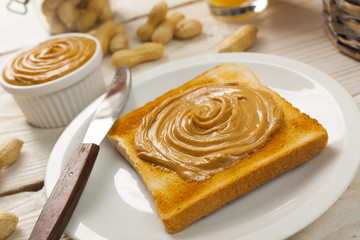 outdoor spring breakfast sweet bread spread on wooden table