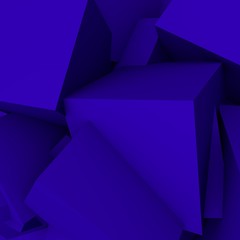 3D geometric abstract background. Dark blue color.