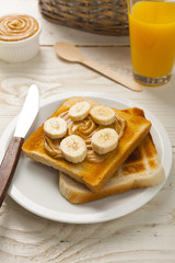 outdoor spring breakfast sweet bread spread on wooden table