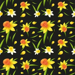 Abwaschbare Fototapete Seamless background design with daffodil flowers © GraphicsRF