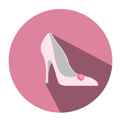 Isolated bride shoes on a colored tag, Vector illustration