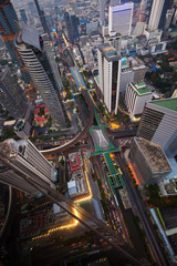 Abstract view from top of building in center of Bangkok, Thailand