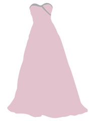 Isolated bride dress on a white background, Vector illustration