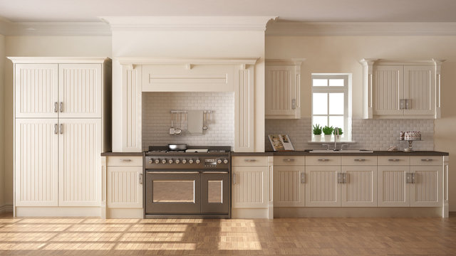 Classic Kitchen, Scandinavian Minimal Interior Design With Woode