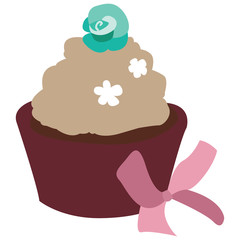 Isolated cupcake on a white background, Vector illustration