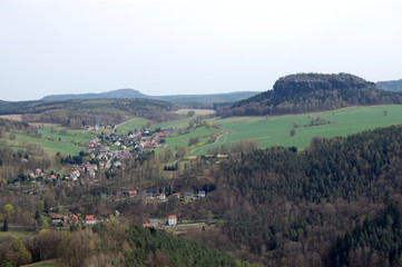 Fototapeta na wymiar View of the neighborhood from the fortress Konigstein