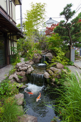 Waterfall in pond