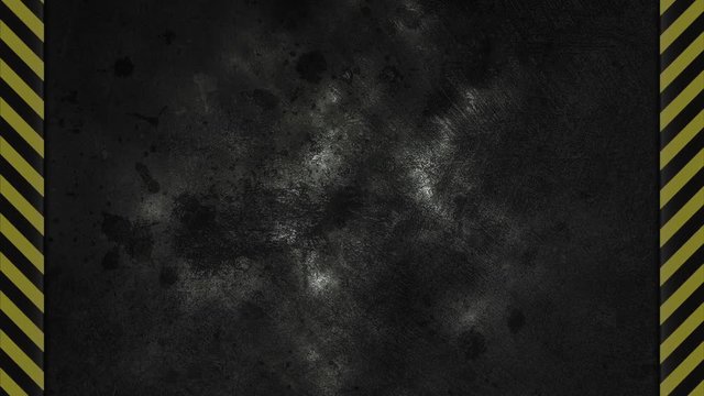 dark grungy industrial background with moving caution lines, loopable