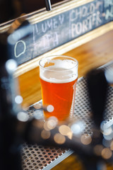 Pale ale on a bar counter