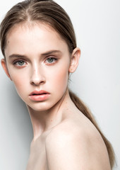 Naklejka premium Beautiful woman girl natural makeup spa skin care