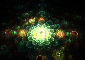 Fractal Spiritual Lotus Lake  -  Fractal Art - 3D image