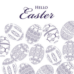 Happy Easter background with ornament eggs, vector illustration