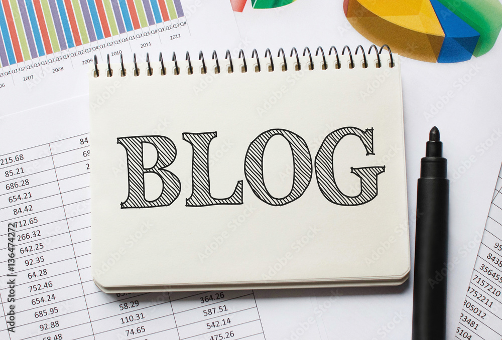 Poster notebook with toolls and notes about blog