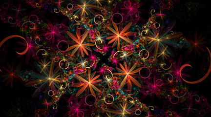 Fractal Shining  Floral Background  -  Fractal Art  