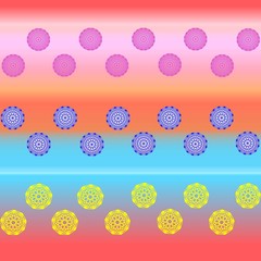 Colored balls with a delicate pattern on multicolored backgroundn