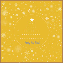 ..An inscription on a yellow background....snowflakes, Christmas tree of snowflakes, inscription: happy new year, an inscription on a yellow background