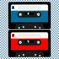 Two audio cassettes on a transparent background