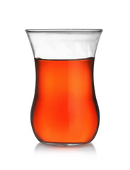 Front view of turkish tea glass