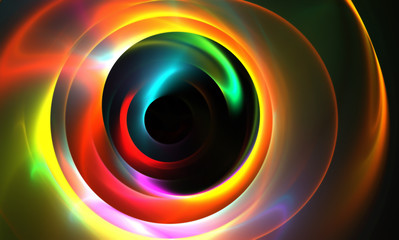 Wide Abstract Concentric Glow  Background - Fractal Art