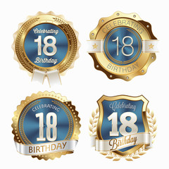 18th Birthday Celebration. Set of Birthday Badges.