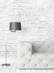 Modern bright interior . 3D rendering