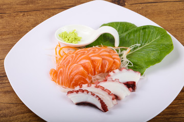 Salmon and Octopus sashimi