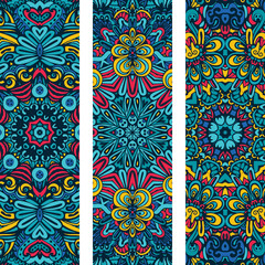 abstract blue ethnic banner set