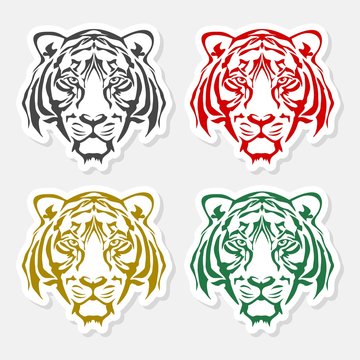 Tiger animal face icon - Illustration
