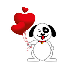 cute dog with hearts isolated icon vector illustration design