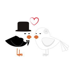 birds romantic card icon vector illustration design