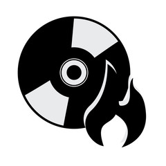 cd with flame icon vector illustration design