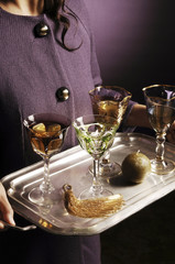 cocktail tray and women concept 