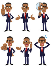 アフリカ系のビジネスマン　６種類のポーズと仕草
