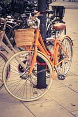Fototapeta na wymiar Classic vintage retro city bicycle in Palma de Mallorca, Spain