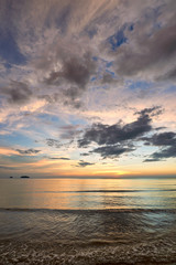 Fototapeta premium Coast of the sea at colorful sunset Koh Chang, Thailand. Beach s