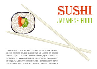 vector illustration of futomaki sushi roll containing salmon