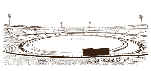 Sketch of cricket stadium in vector.