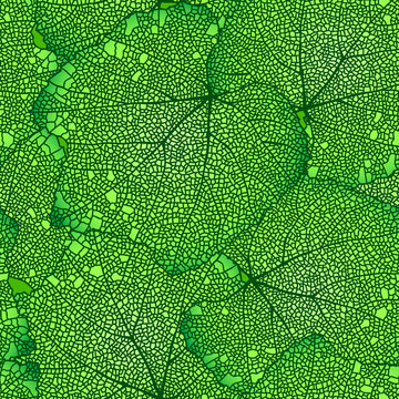 Green seamless leaves pattern