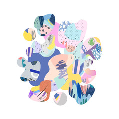 Trendy creative collage with different textures and shapes. Contemporary art. Modern graphic design.  Unusual artwork. Vector. 