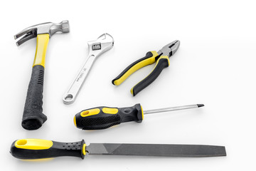 Tools for repairing top view on white background